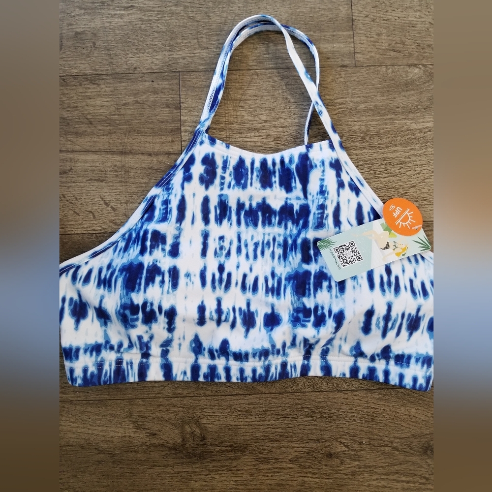 3/$25 Blue Tie Dye Halter Bikini Top New With Tag